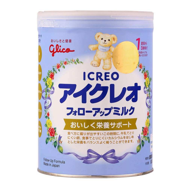 Glico Icreo Follow Up Milk số 1 820g (1 - 3 tuổi, có thể dùng cho bé từ 9 tháng tuổi)